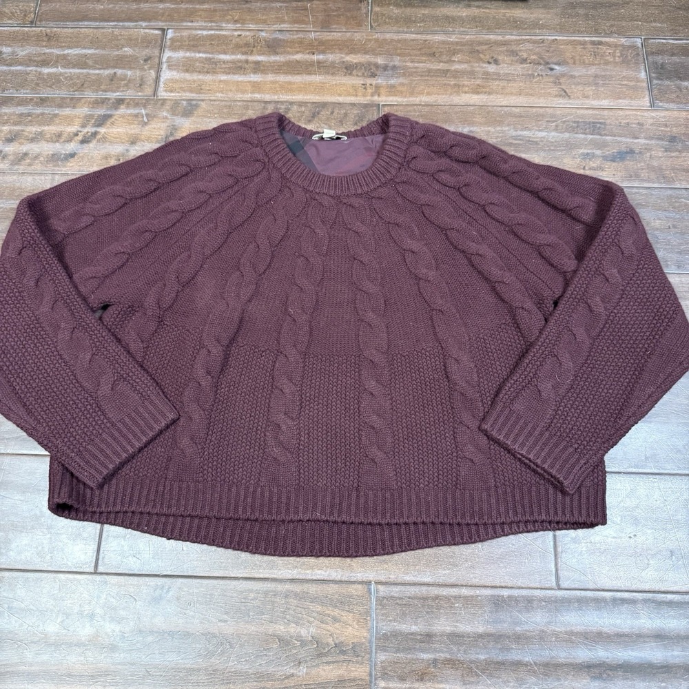 Burberry Brit Cable Knit Sweaterβ Merino Wool Cropped | Purple | Size XL